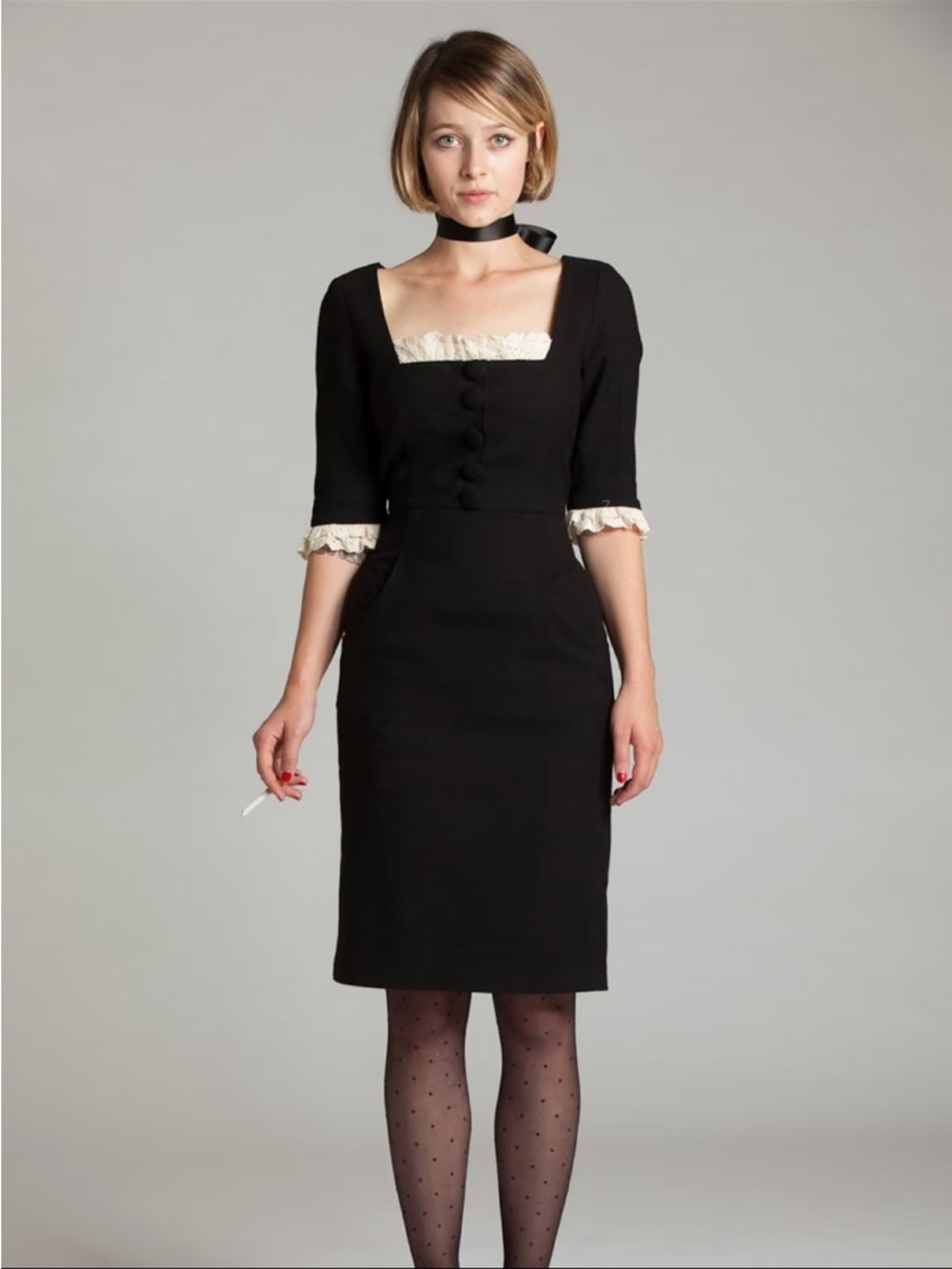 NWT Lecole Des Femmes Square Neck French Maid Dress